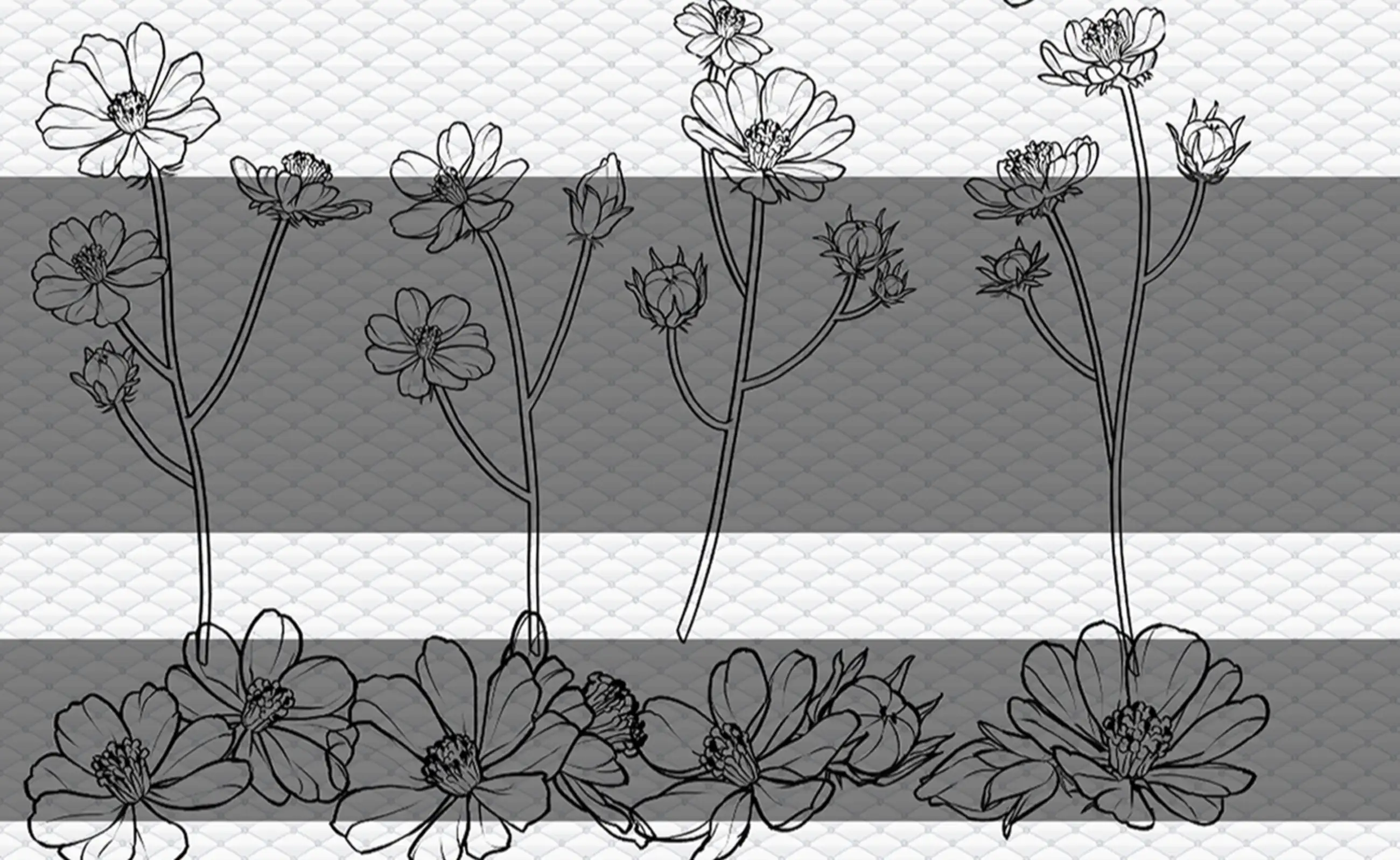 ウェブトゥーン 花 白黒 flower brush 10