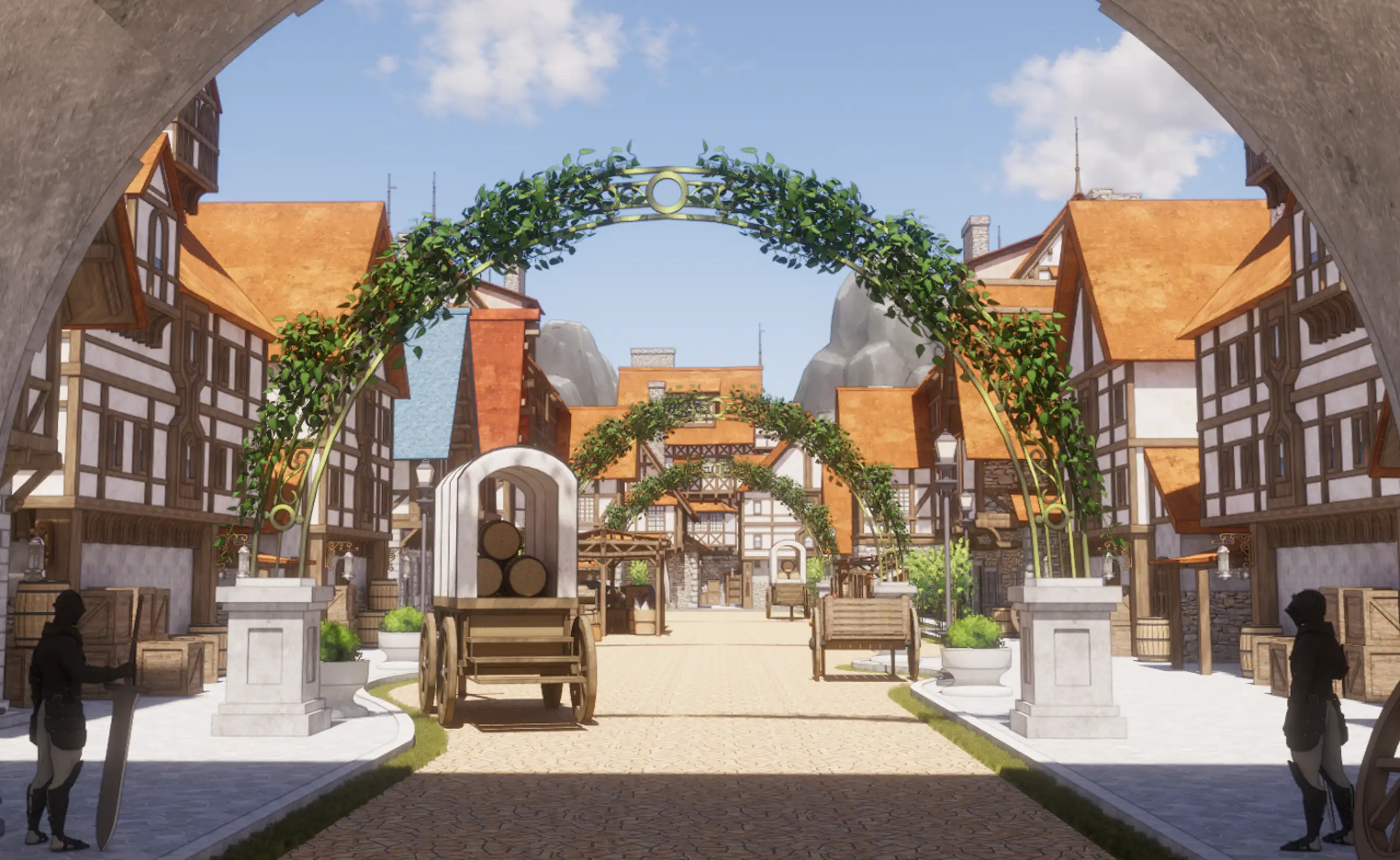 [Webtoon background] Medieval Fantasy Village Outside Type 2 SET