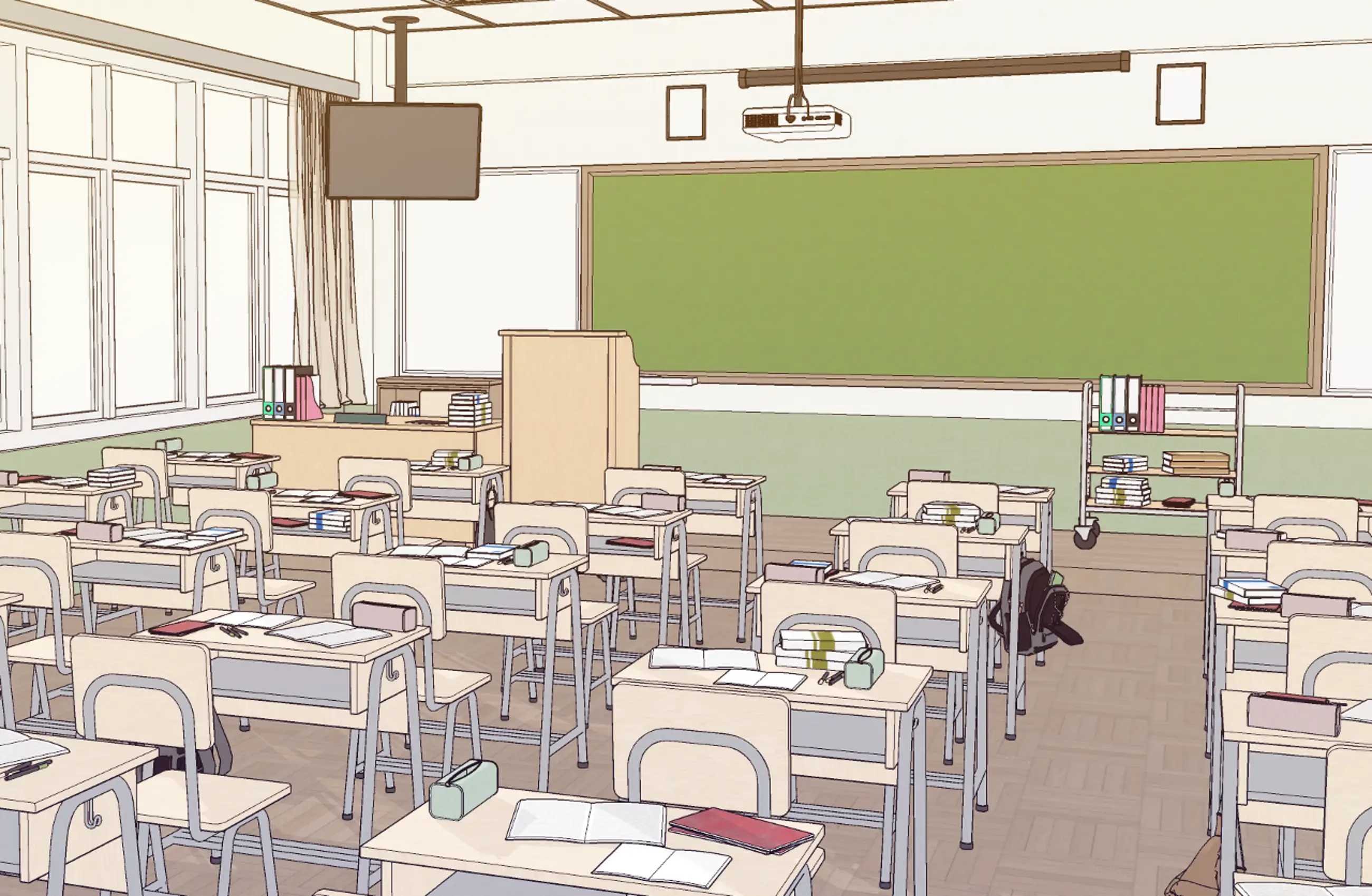 School Classroom + Hallway