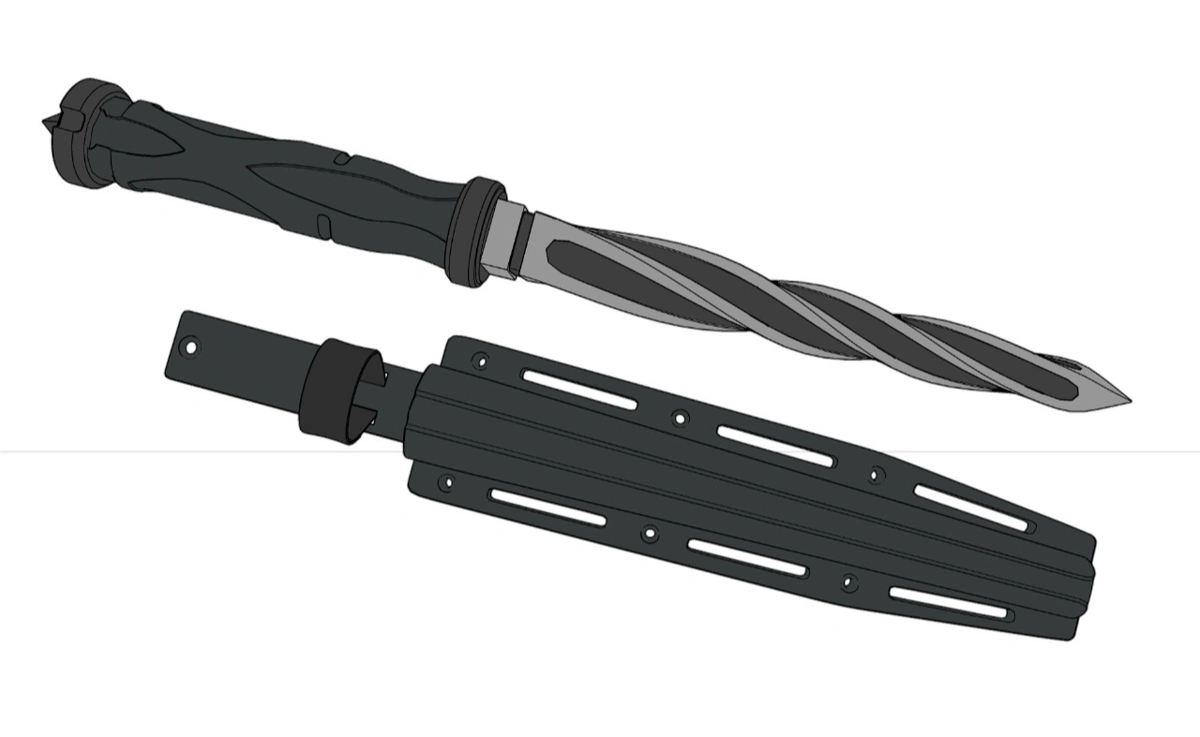 さやのある螺旋形の短剣