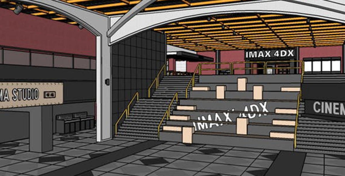 Set inside complex building (including movie theater, arcade, coin ...