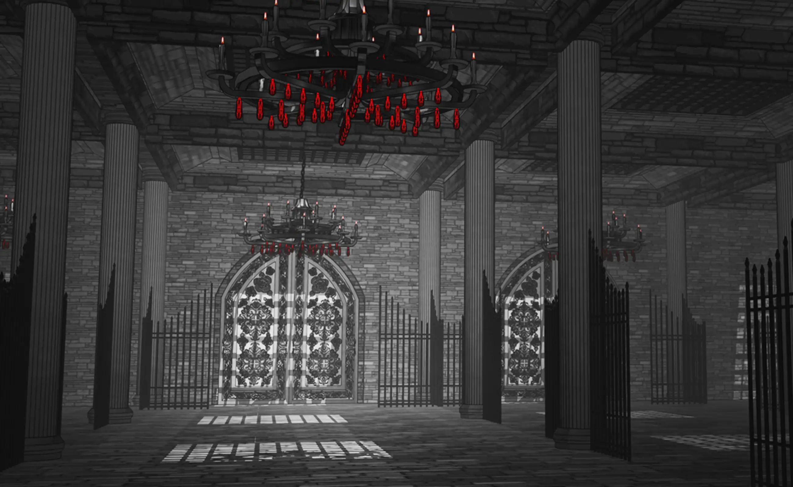 Dark Citadel interior and exterior webtoon sketchup background set