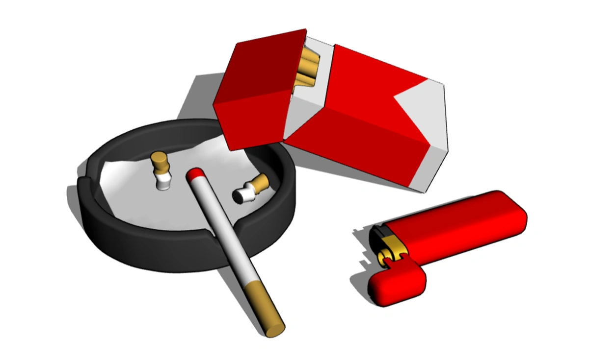 Cigarette sets (cigarettes, ashtray, lighters)