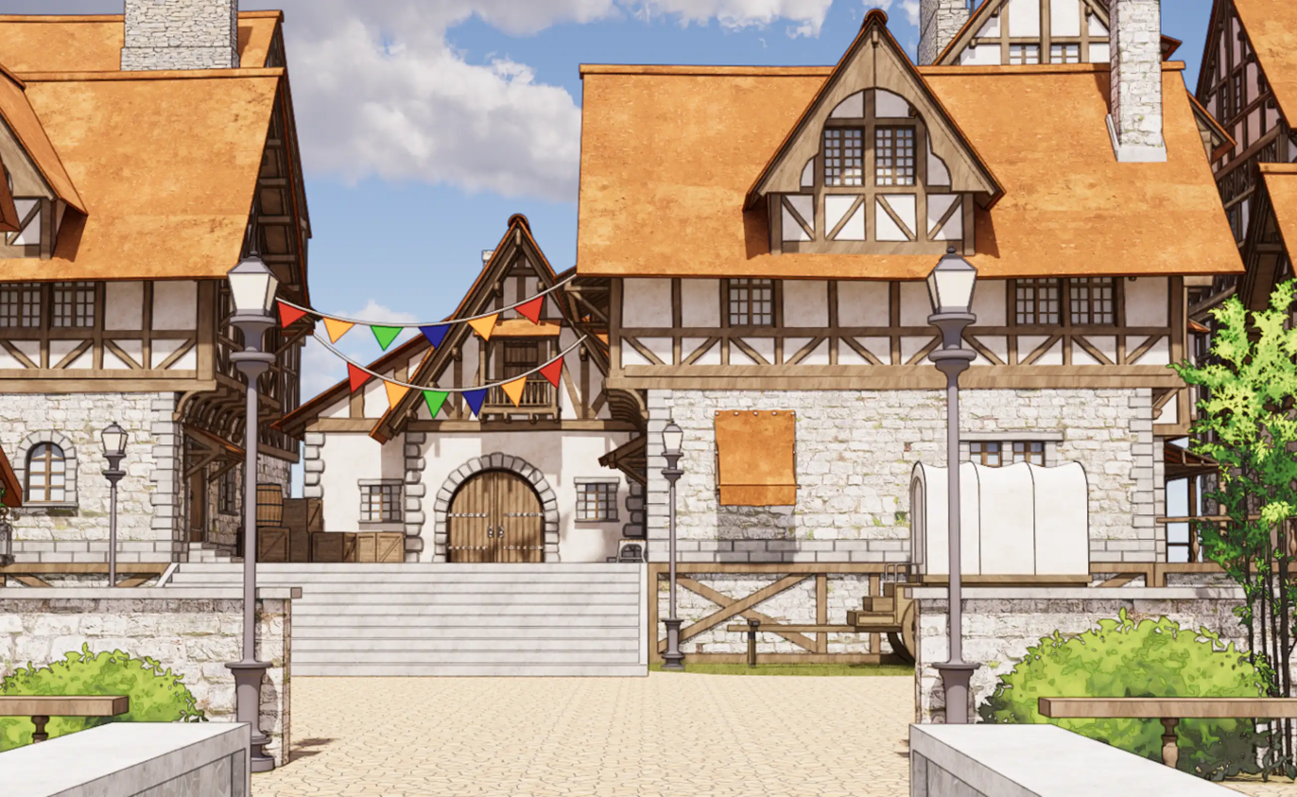 [Webtoon background] Medieval Fantasy Village Outside Type 2 SET