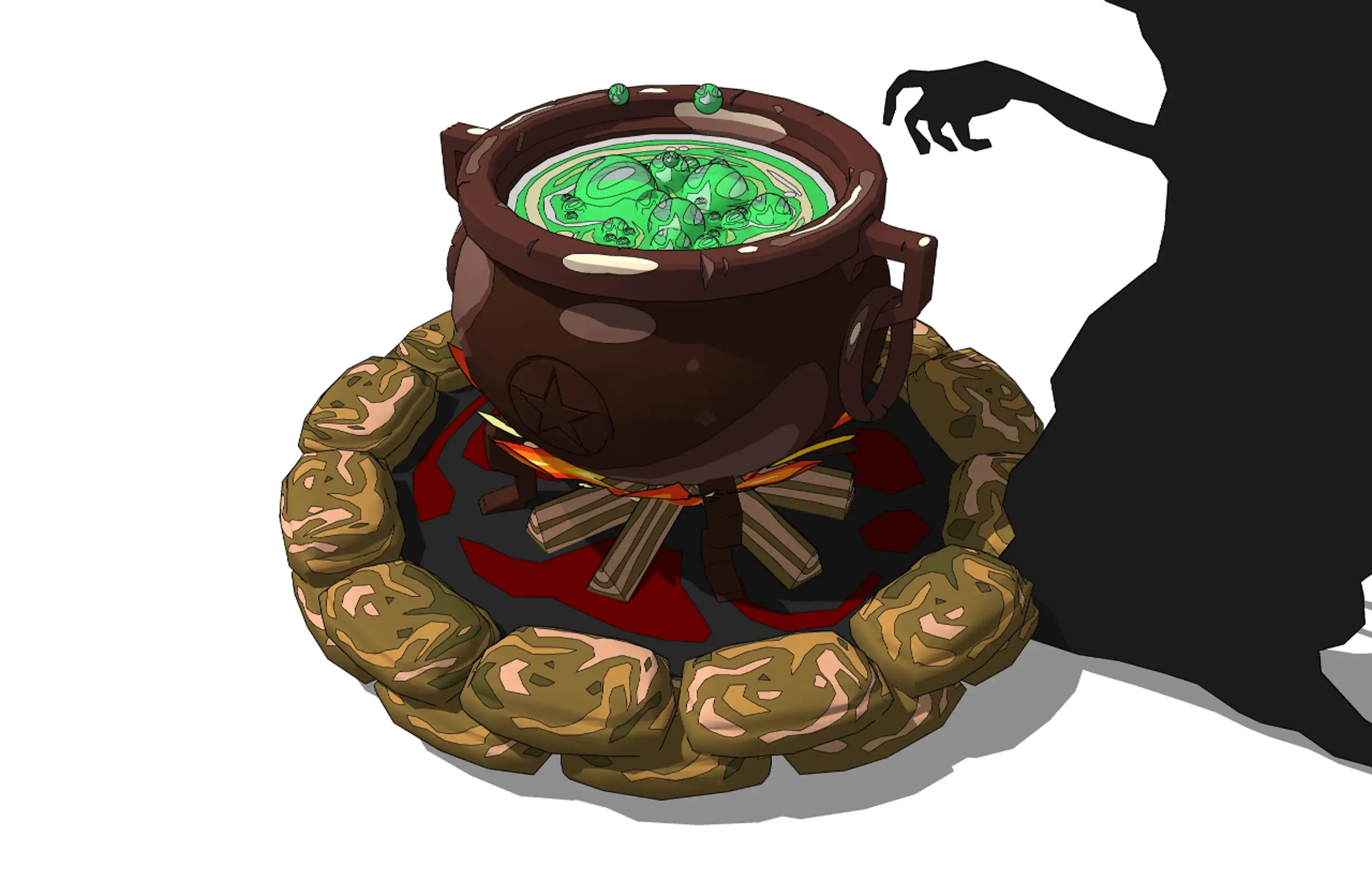 Witch's Pot (3D Illustrated Style)