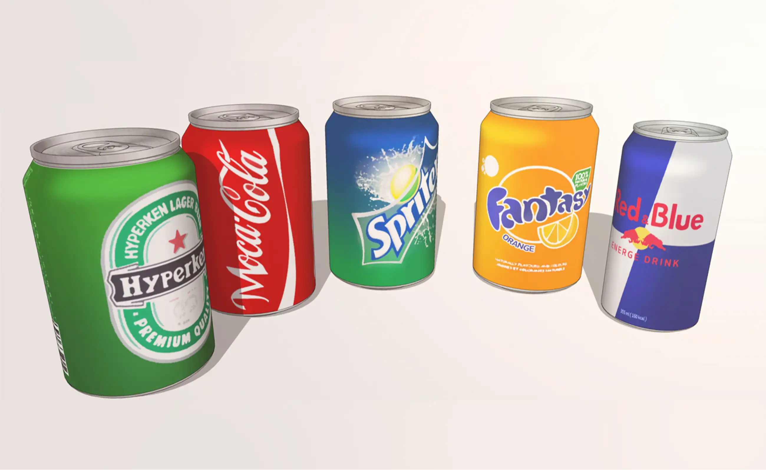 5 canned drinks