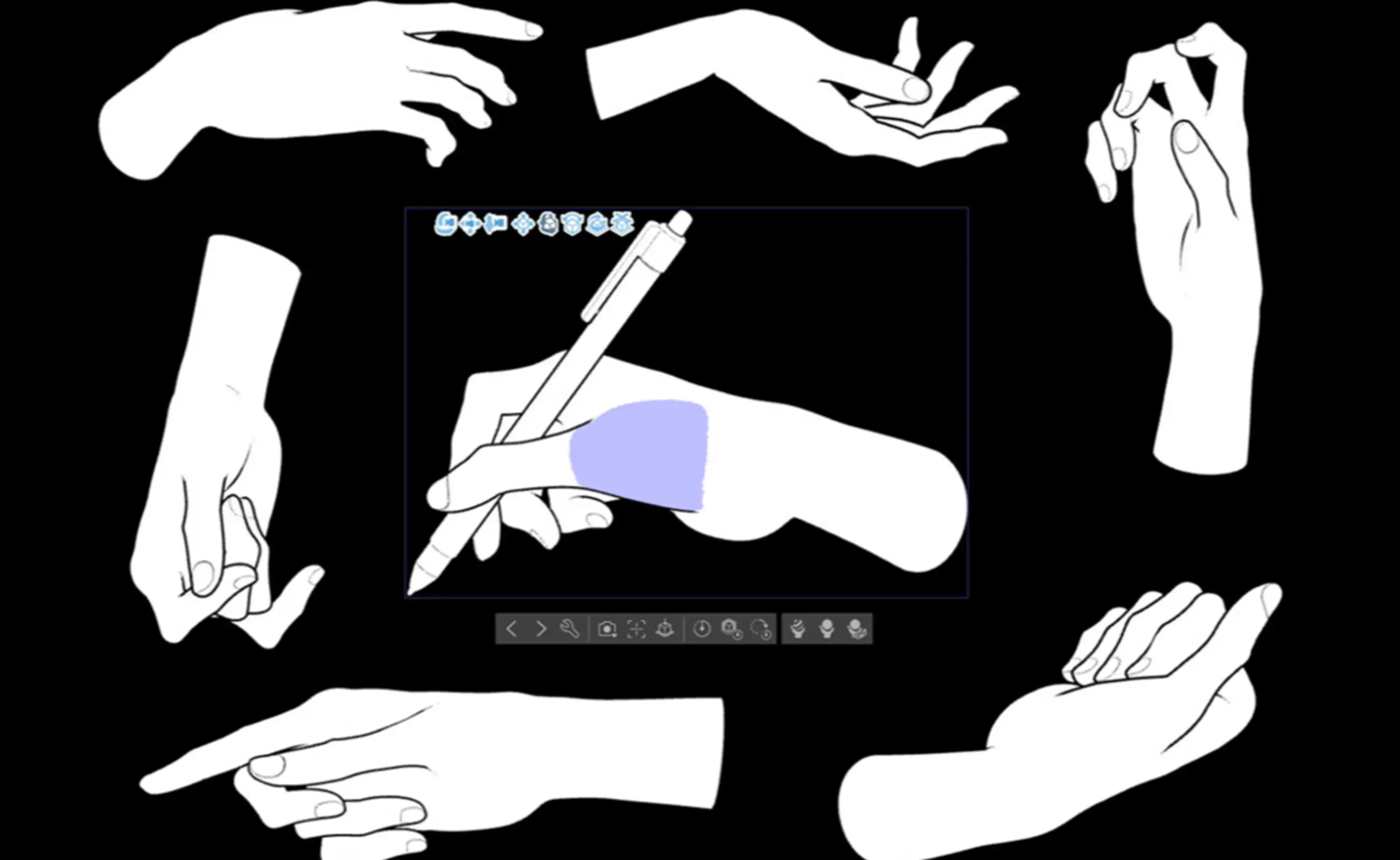  3D hand pose book that's used as a webtoon cut scene