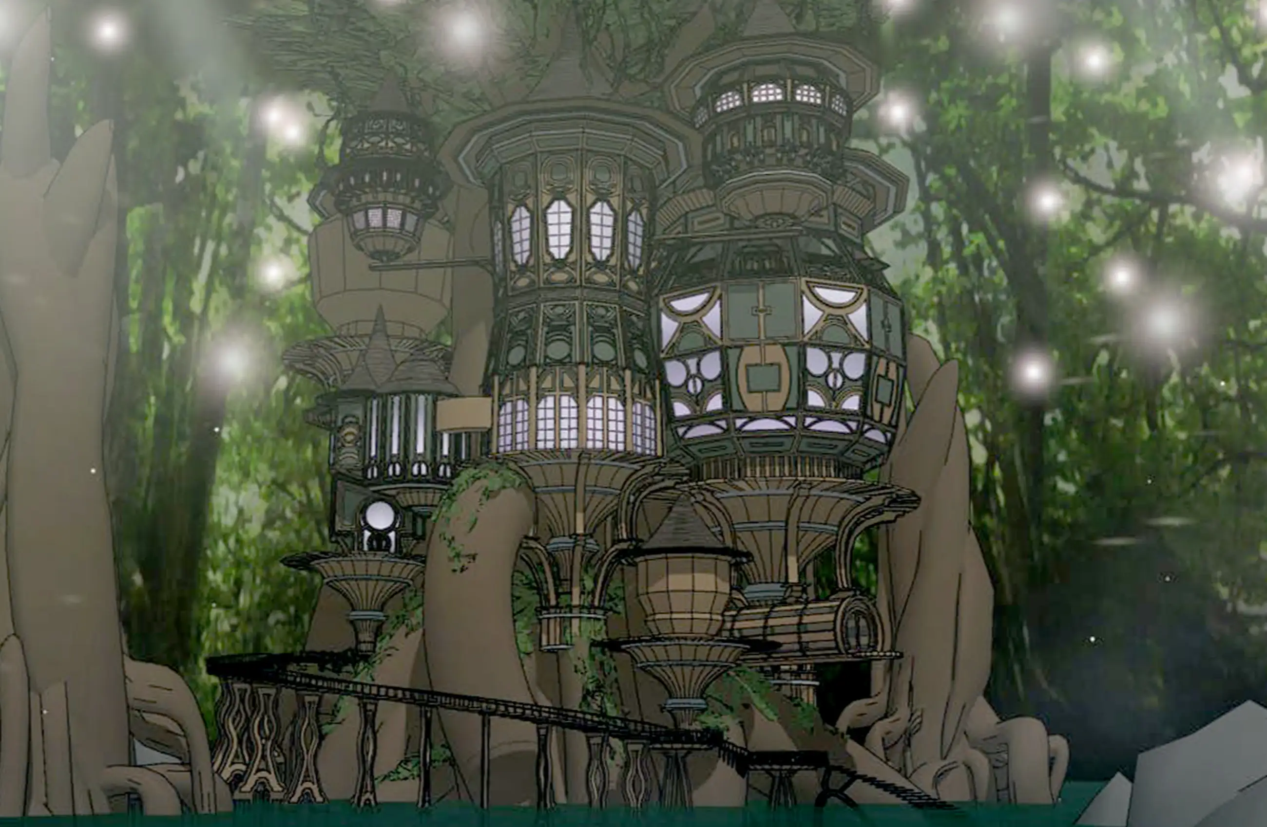 신비로운 숲속 거대 나무와 마녀 사관학교