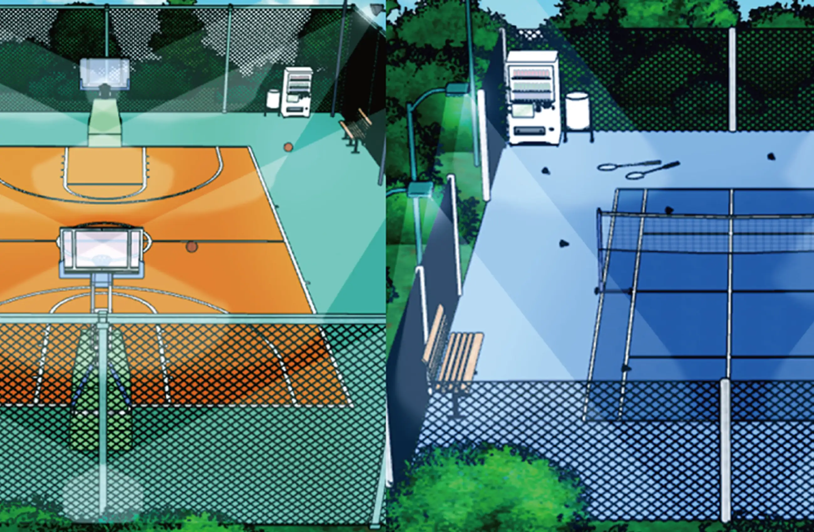 Outdoor Basketball & Badminton Court Set