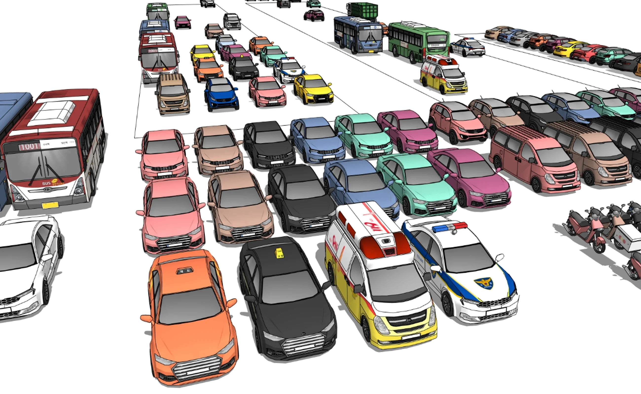 Collection of Low-Poly Vehicle Models for Backgrounds 