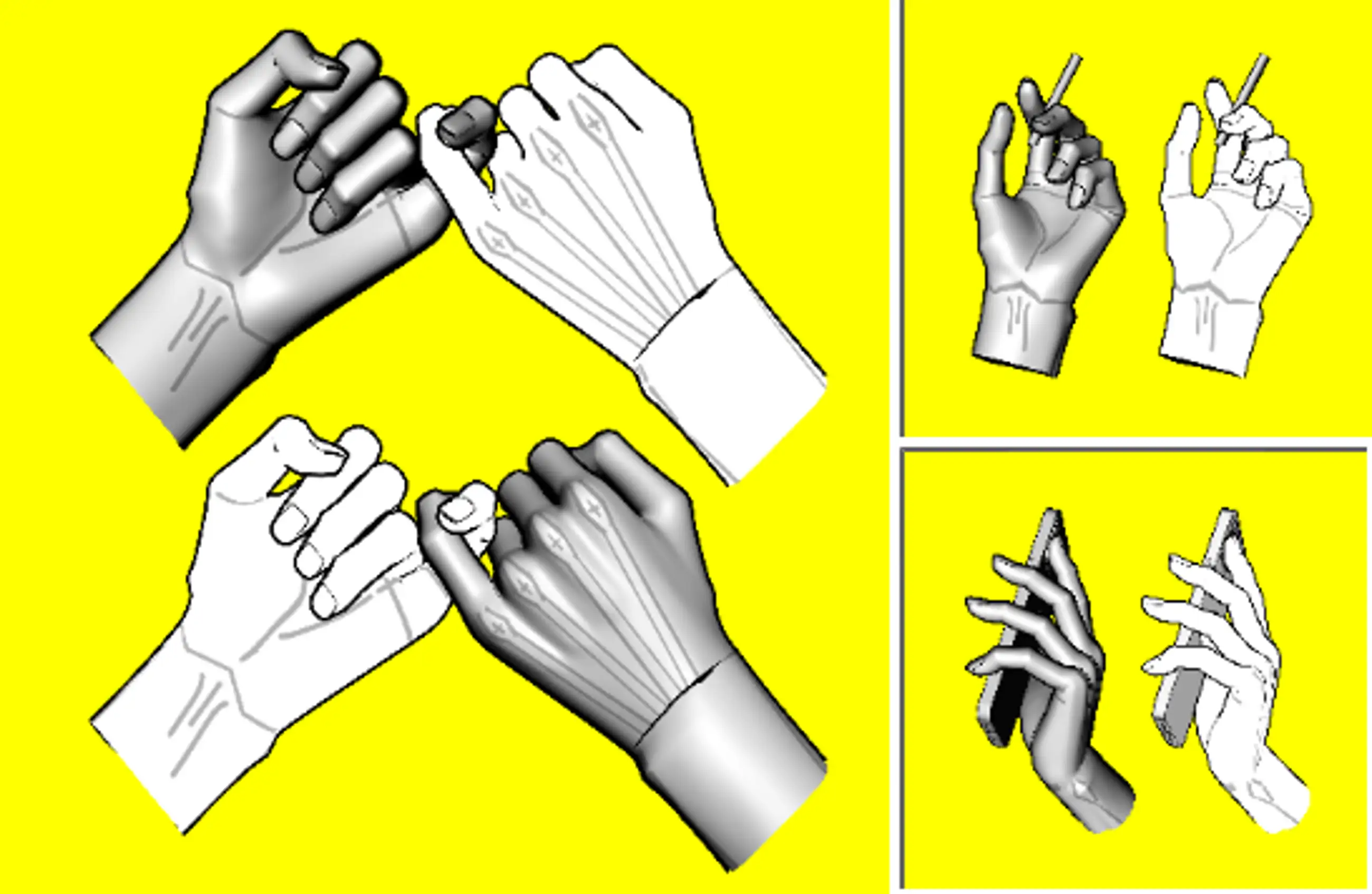 Directly moving Deforme 3D hand pose collection tools and props
