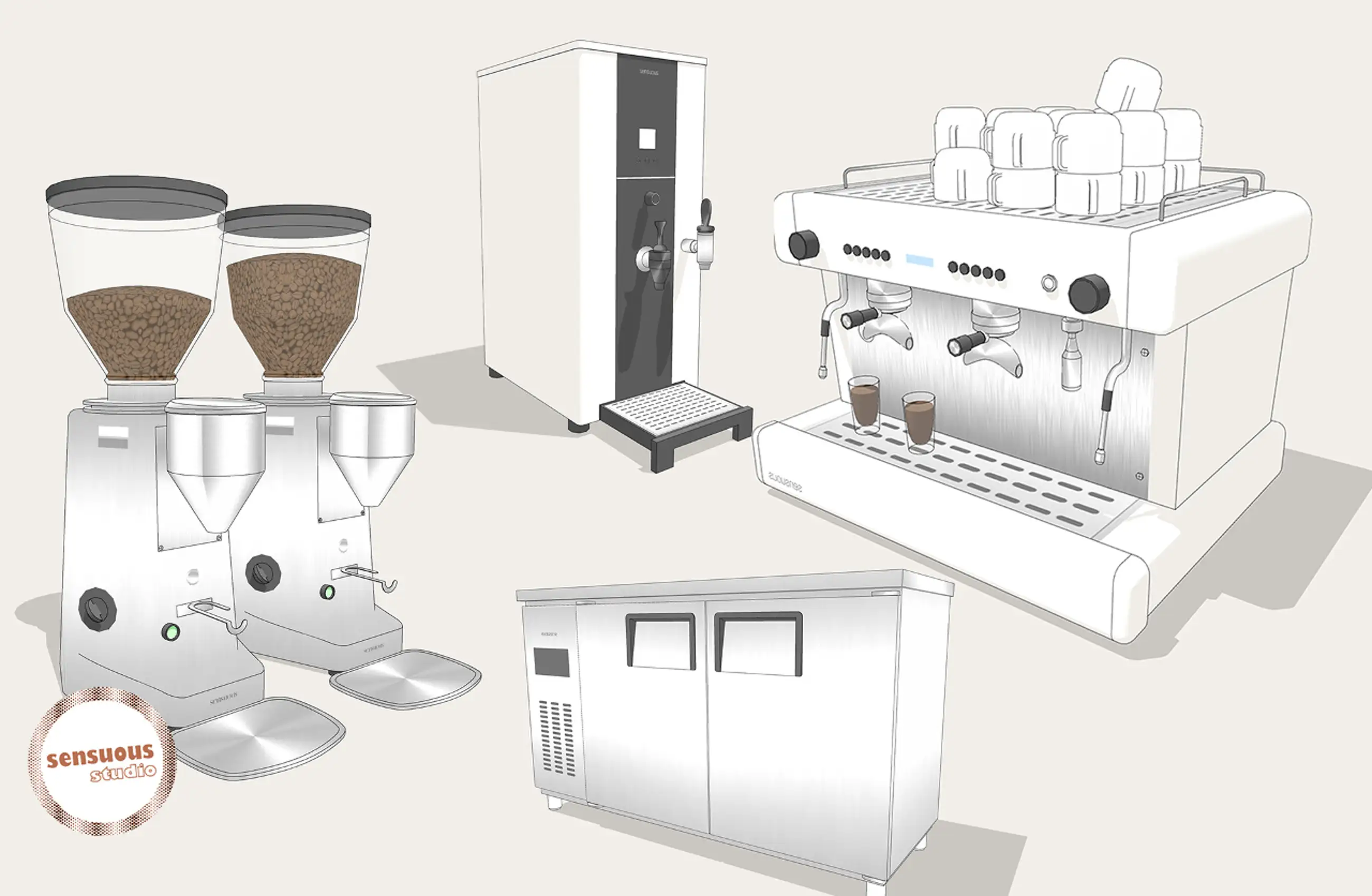 10 types of cafe home appliances L Coffee machine, grinder, blender, etc