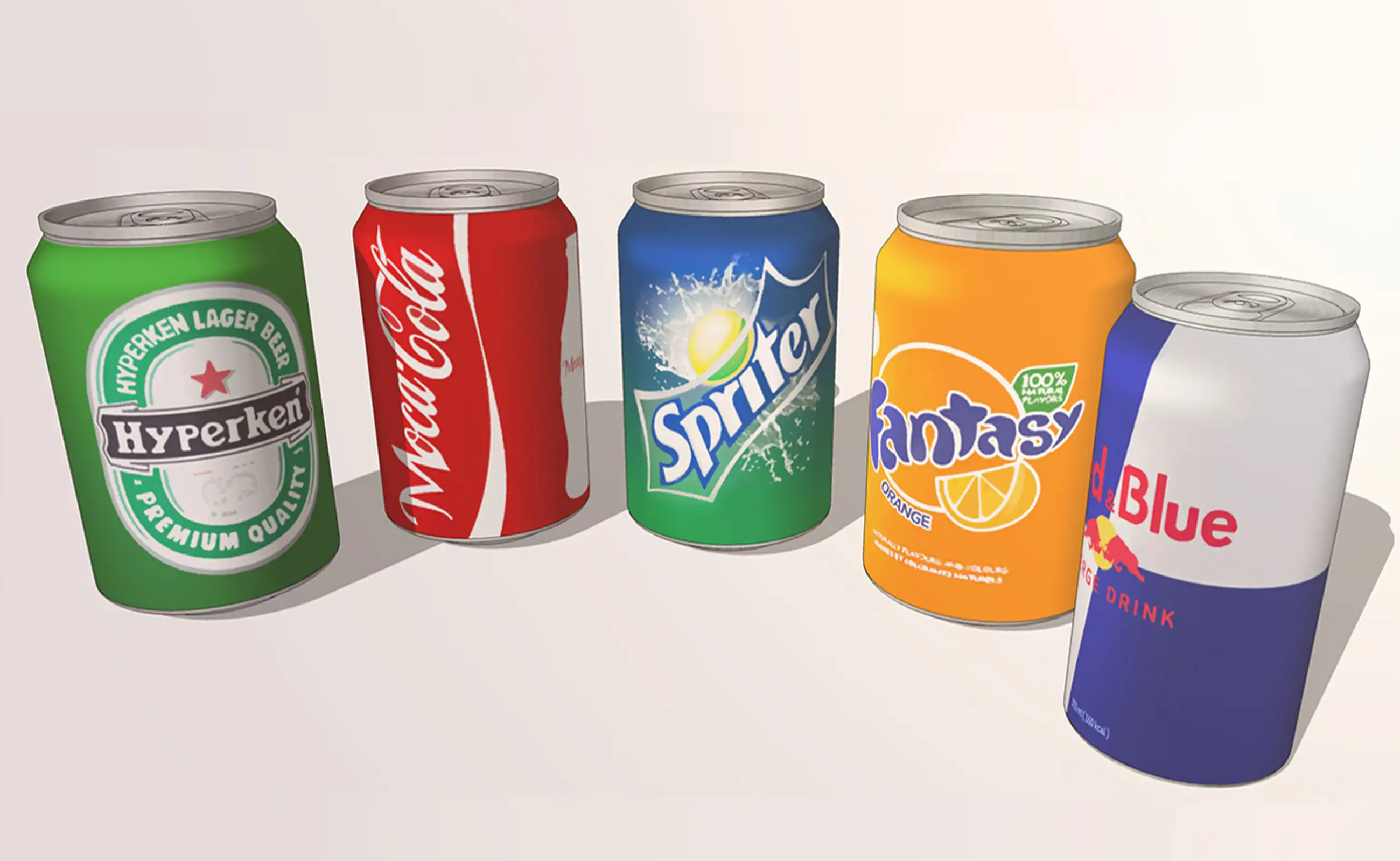 5 canned drinks