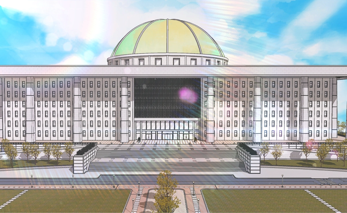 ウェブトゥーンを背景にした国会議事堂