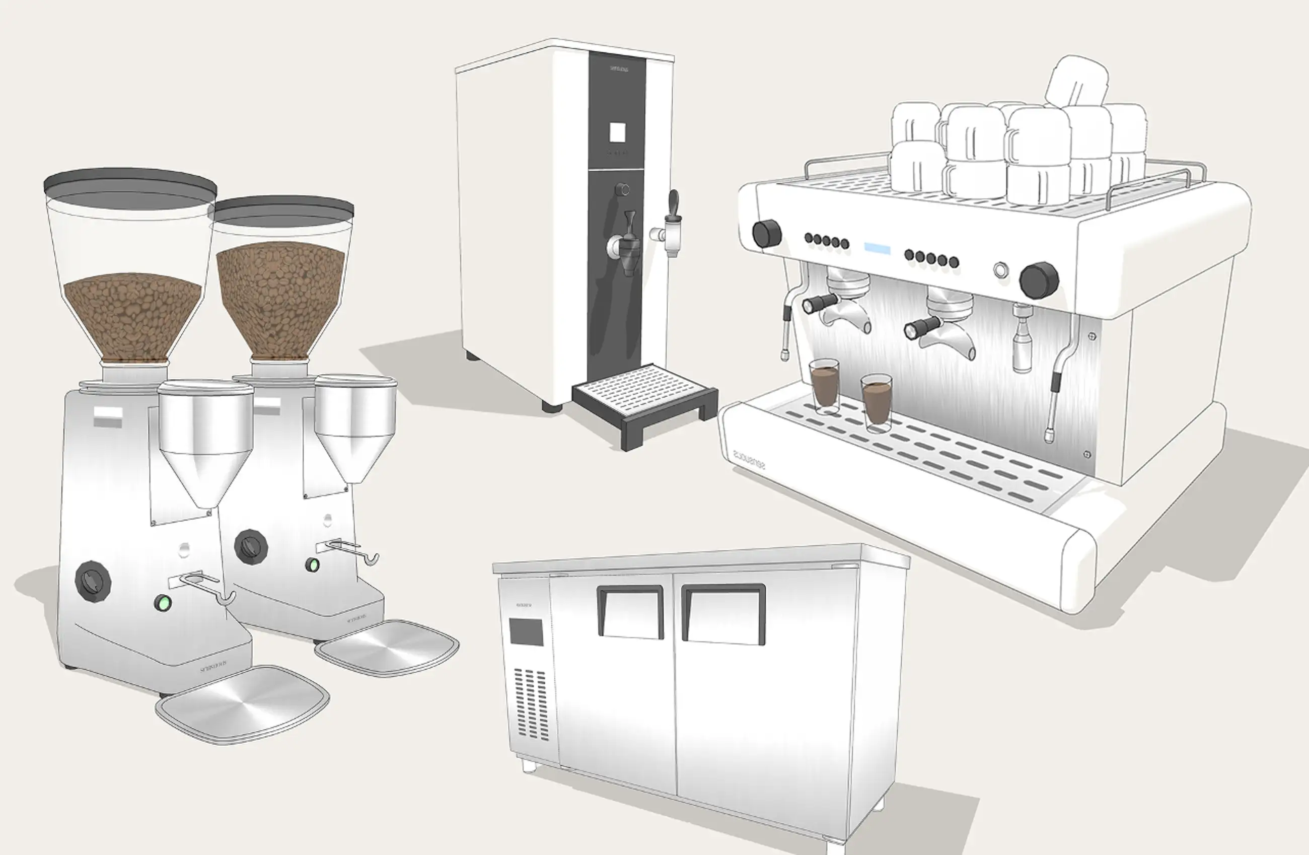 10 types of cafe home appliances L Coffee machine, grinder, blender, etc