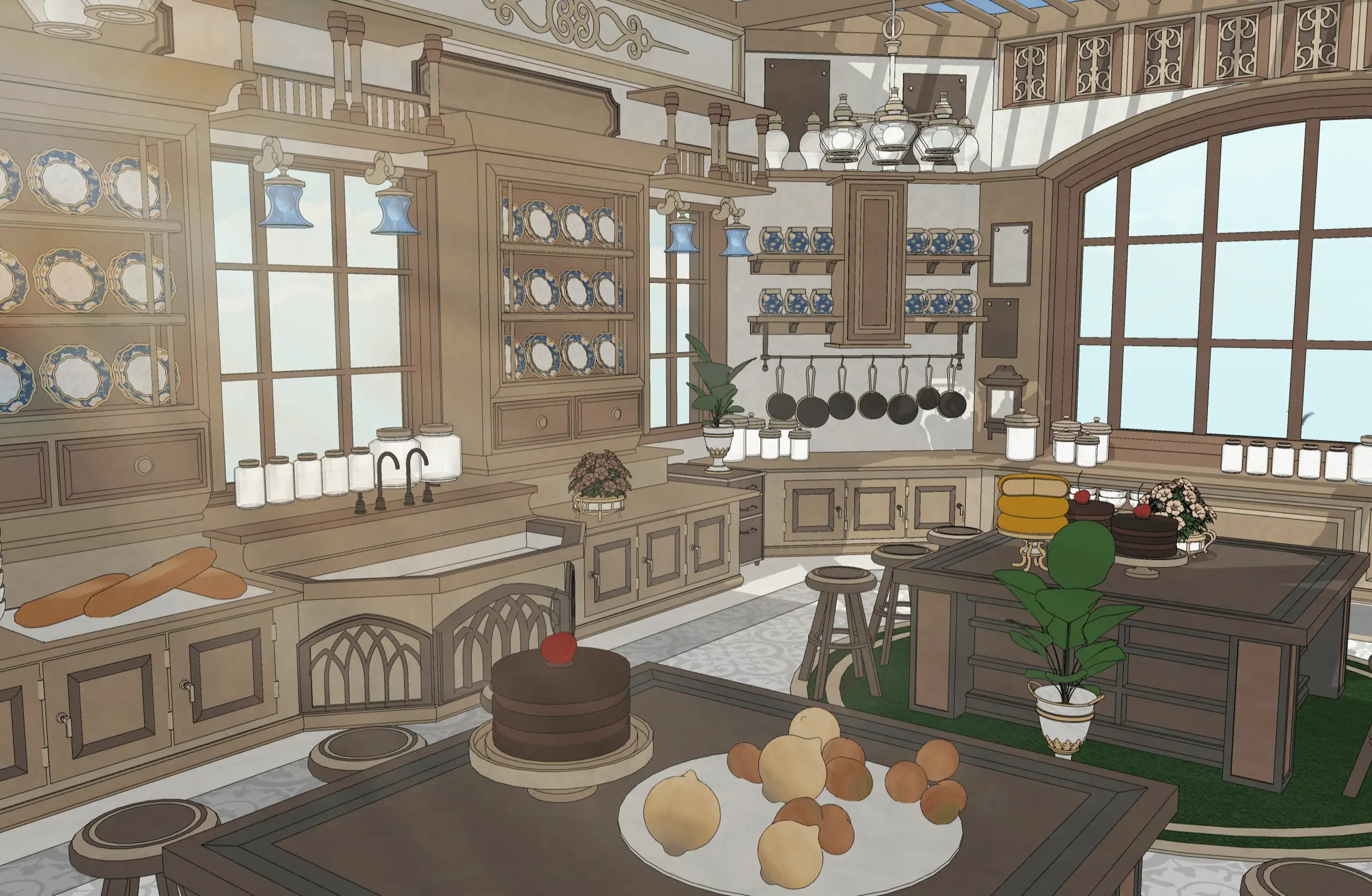 ロココ風春の王国-宮殿と広場