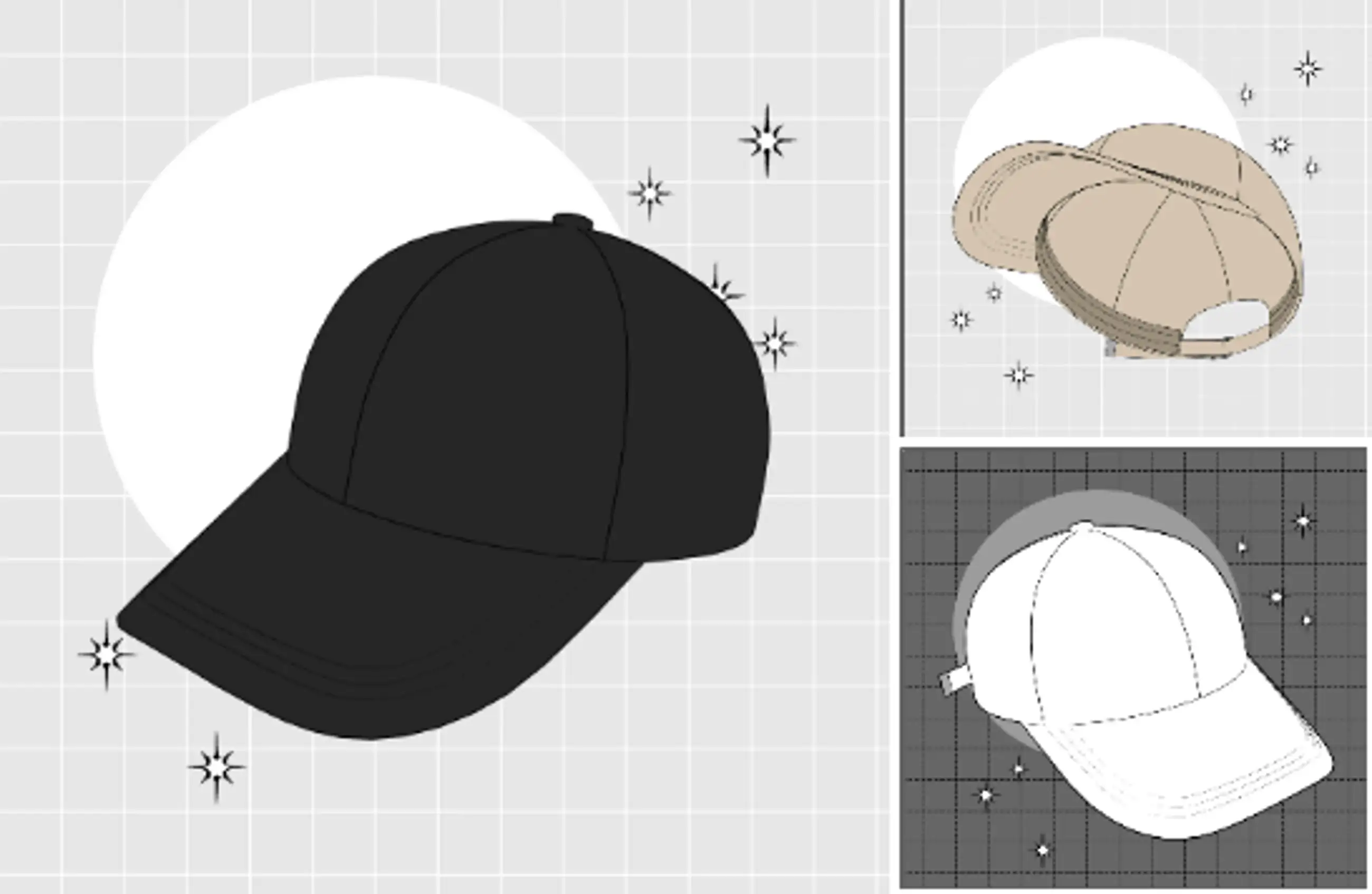 3D ball cap with a live line