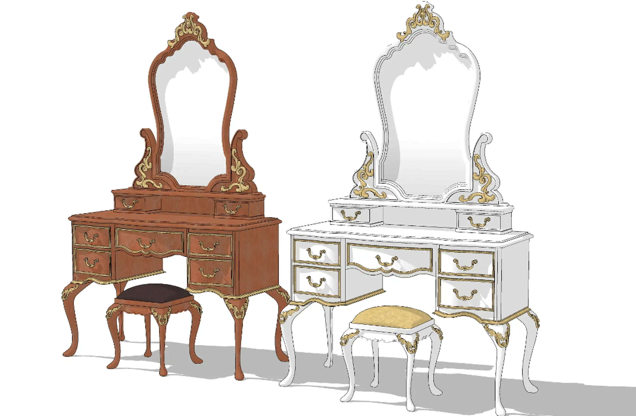 Romantic Fantasy European Antique Dresser