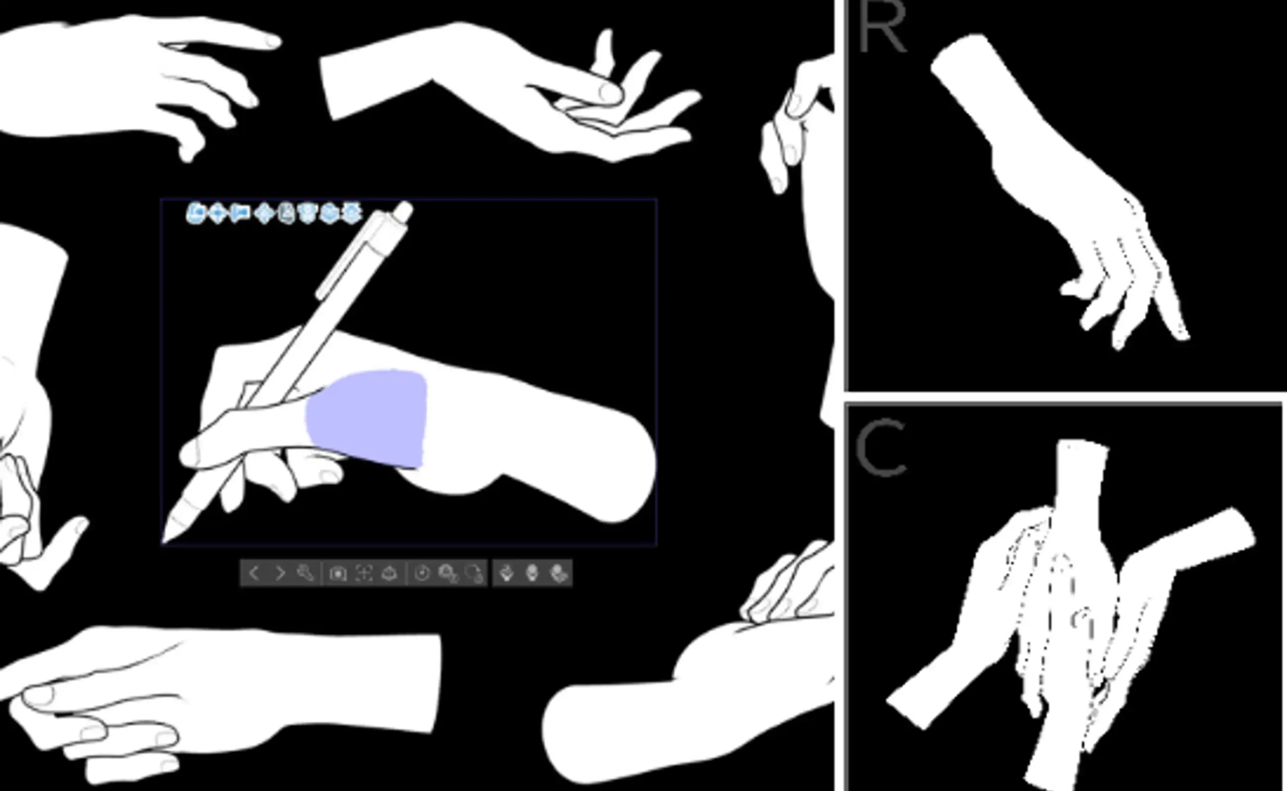  3D hand pose book that's used as a webtoon cut scene