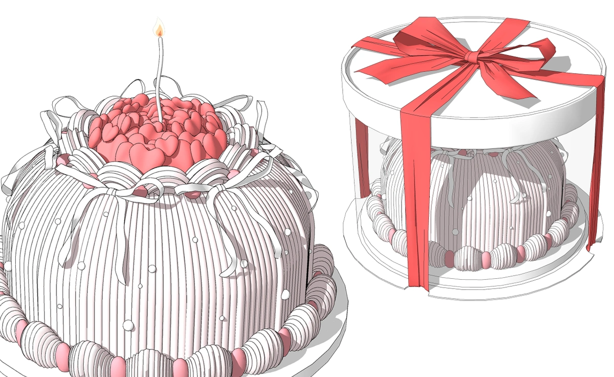 Ribbon cake + box included