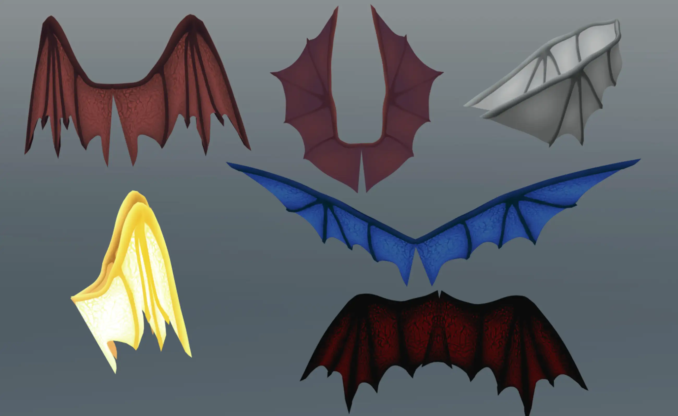 Fantasy wings in various poses 3D - 2 devil wings