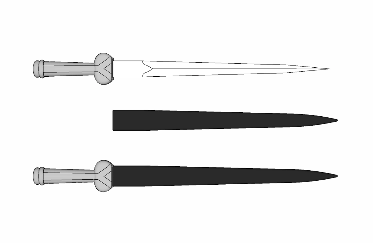 3D武器 - キドニー大挙 kidner dagger (ヨーロッパ短剣)