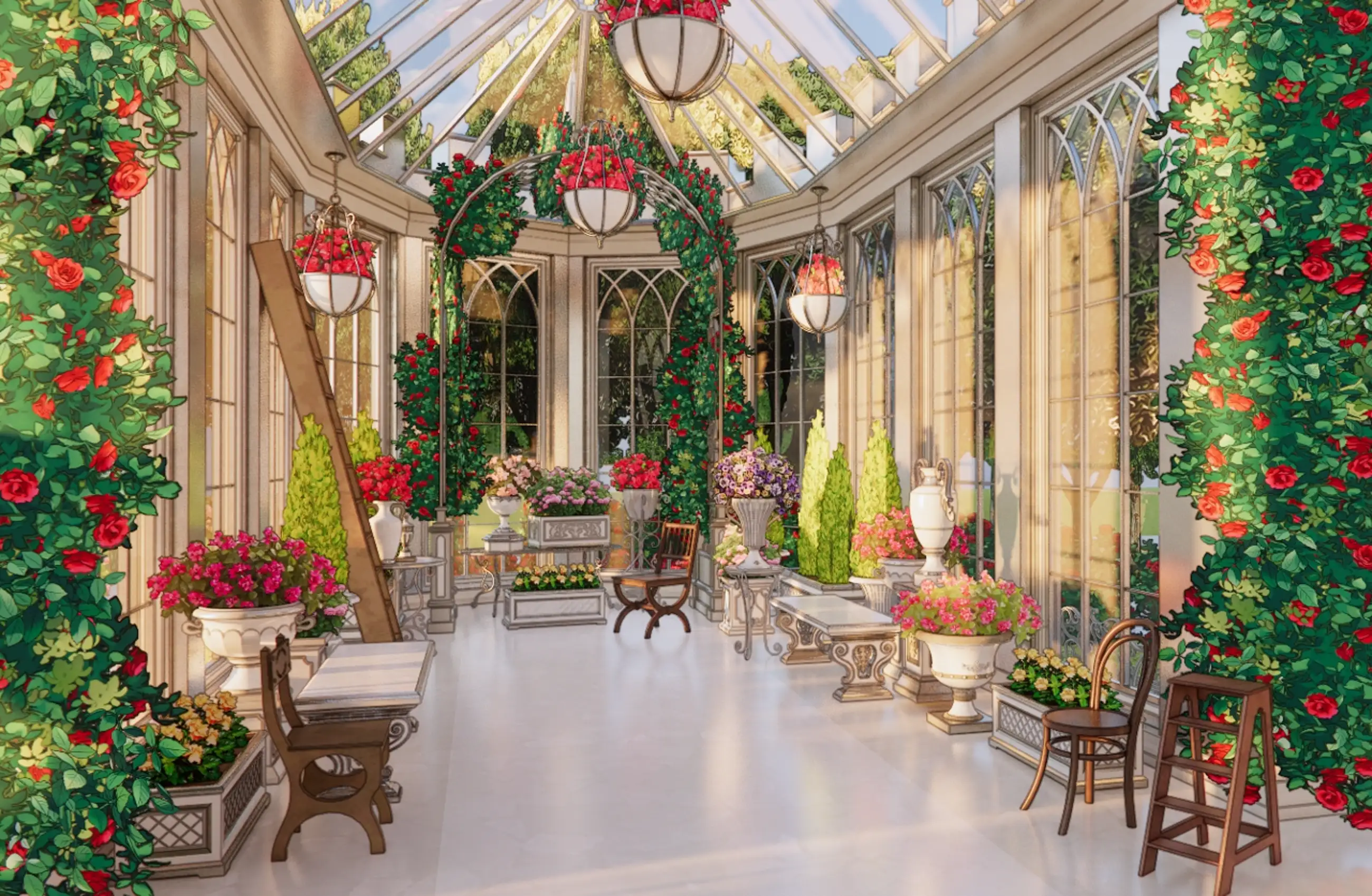 Glamorous and warm flower mansion <Glass Green Room>