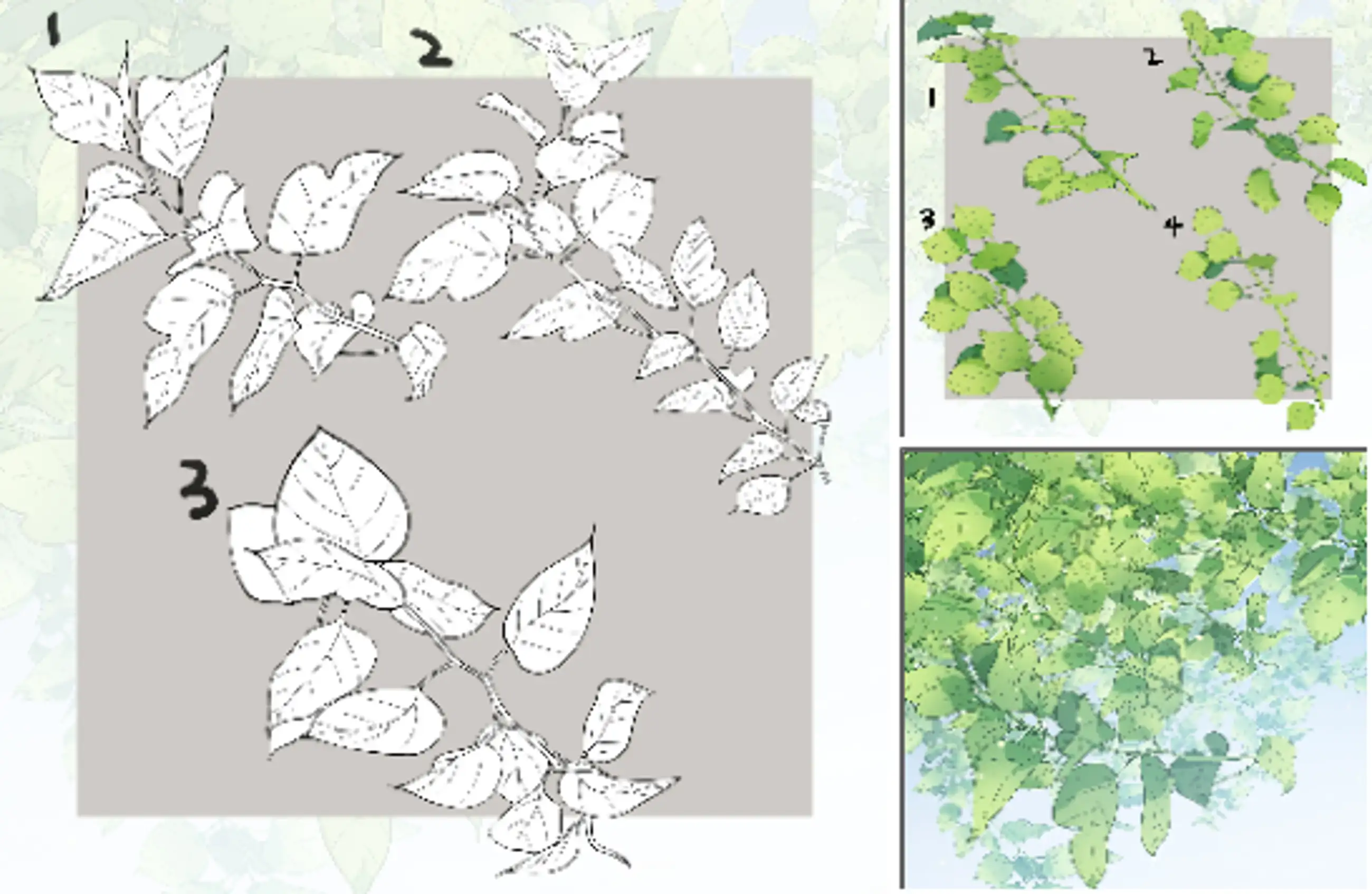 Cloudy Leaf Brush (4 types)