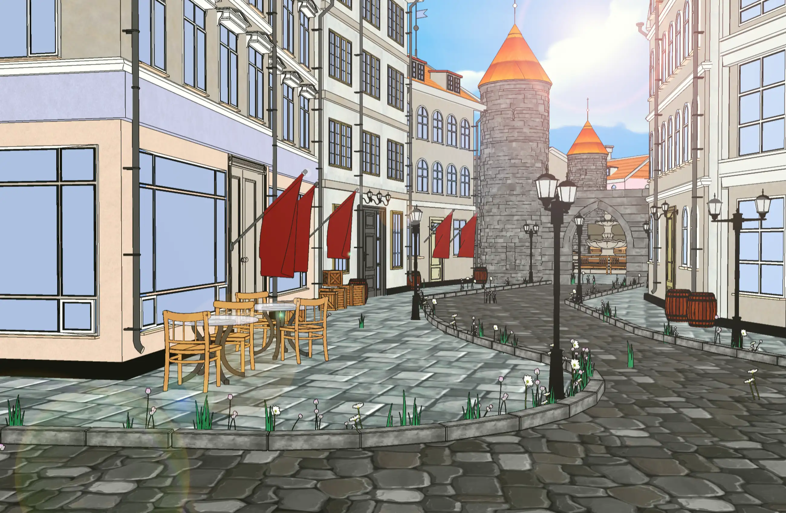 European Alley and Town Square