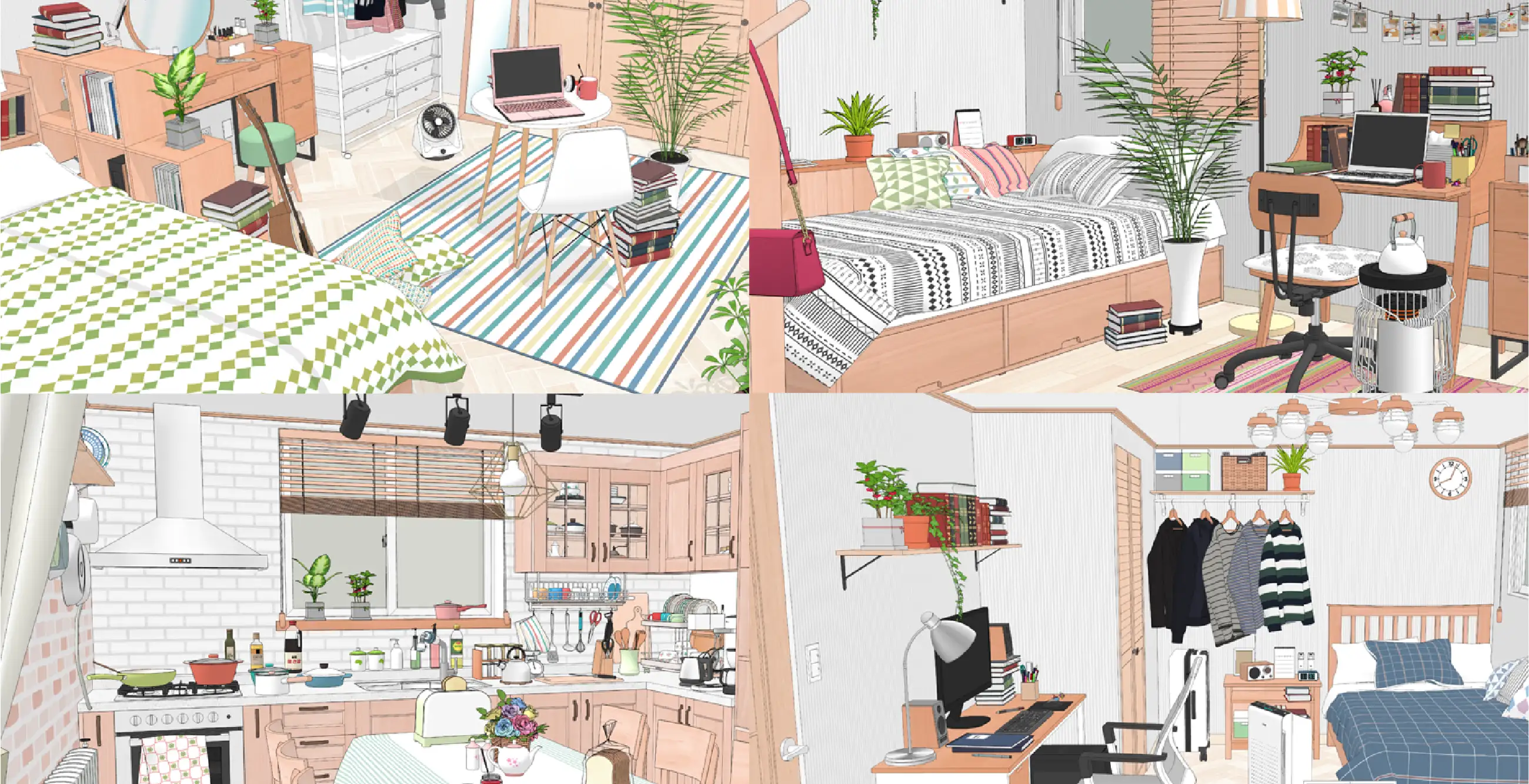 [Housing set] Living room, kitchen, 7 rooms, 2 toilets, rooftop + residential area (external)