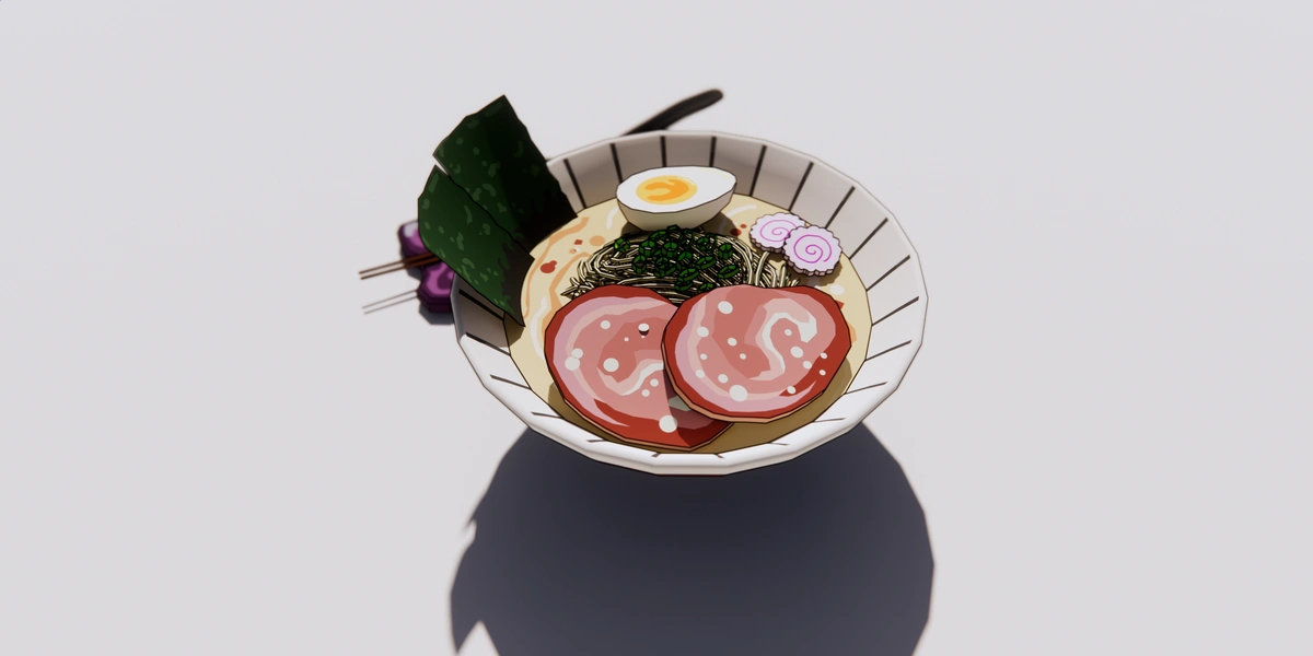 日本食シリーズ010 - とんこつラーメン(3Dイラストスタイル)
