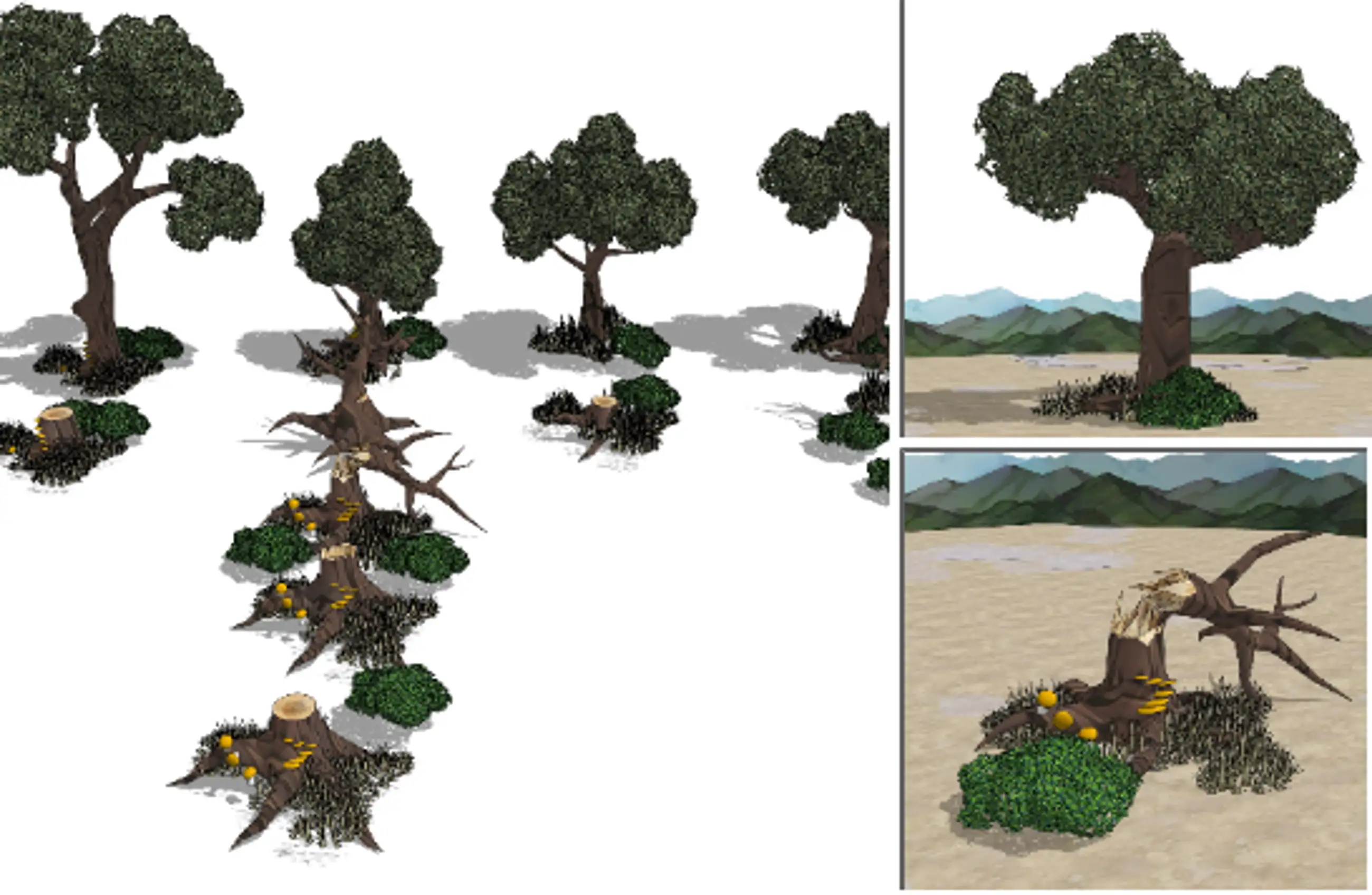 <Abandoned pioneering village B> Single item - 4 types of trees ABCD