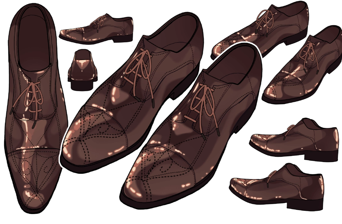 Elegant Dark Brown Shoes, 32 Brushes