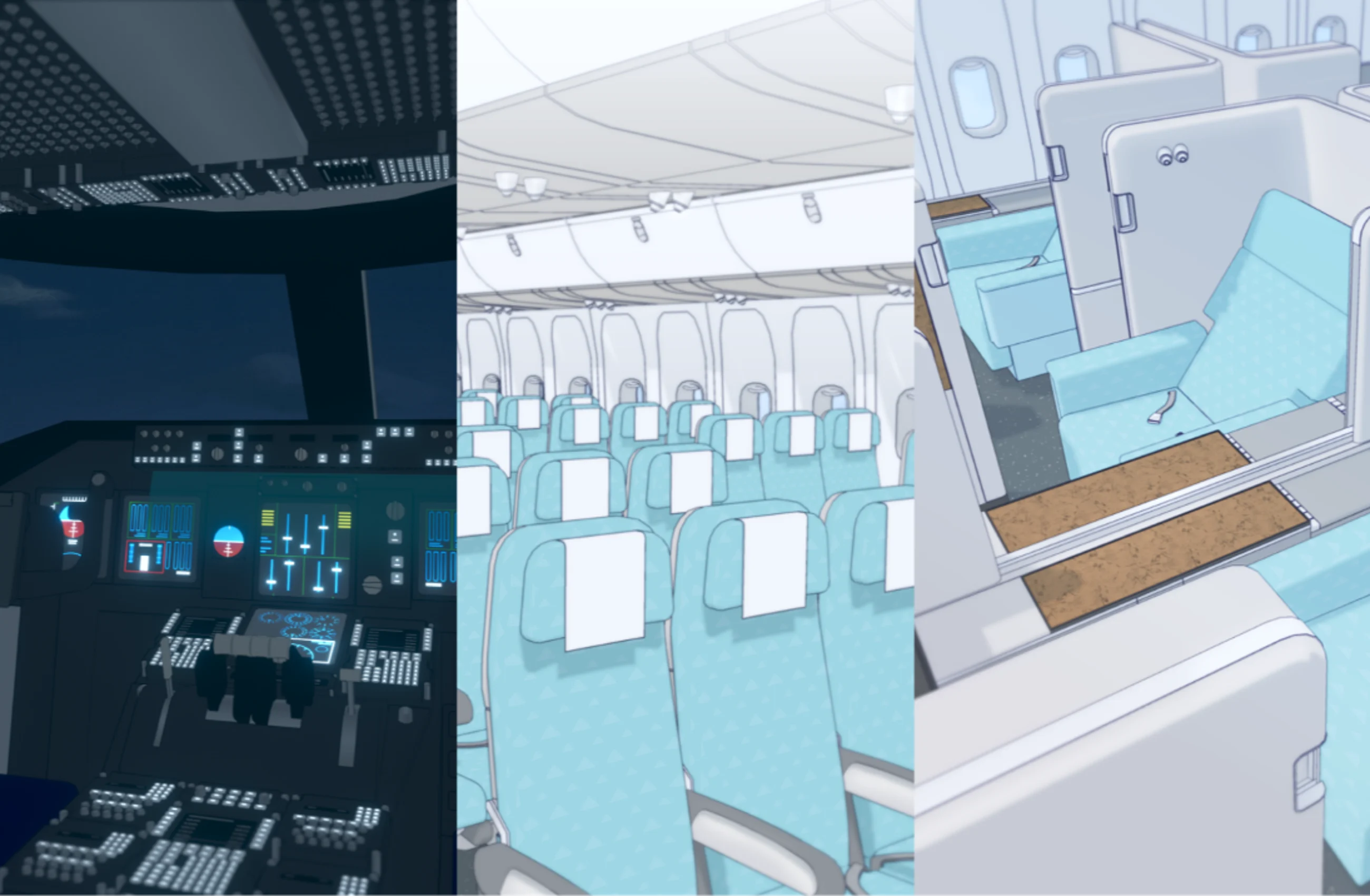 Airplane Cockpit and Cabin Interior Set