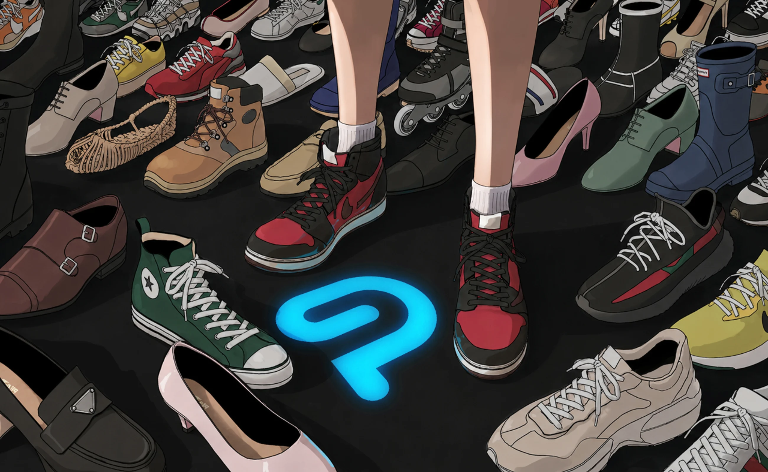 <Such a strange foot pose house> 214 types of shoes + legs + feet