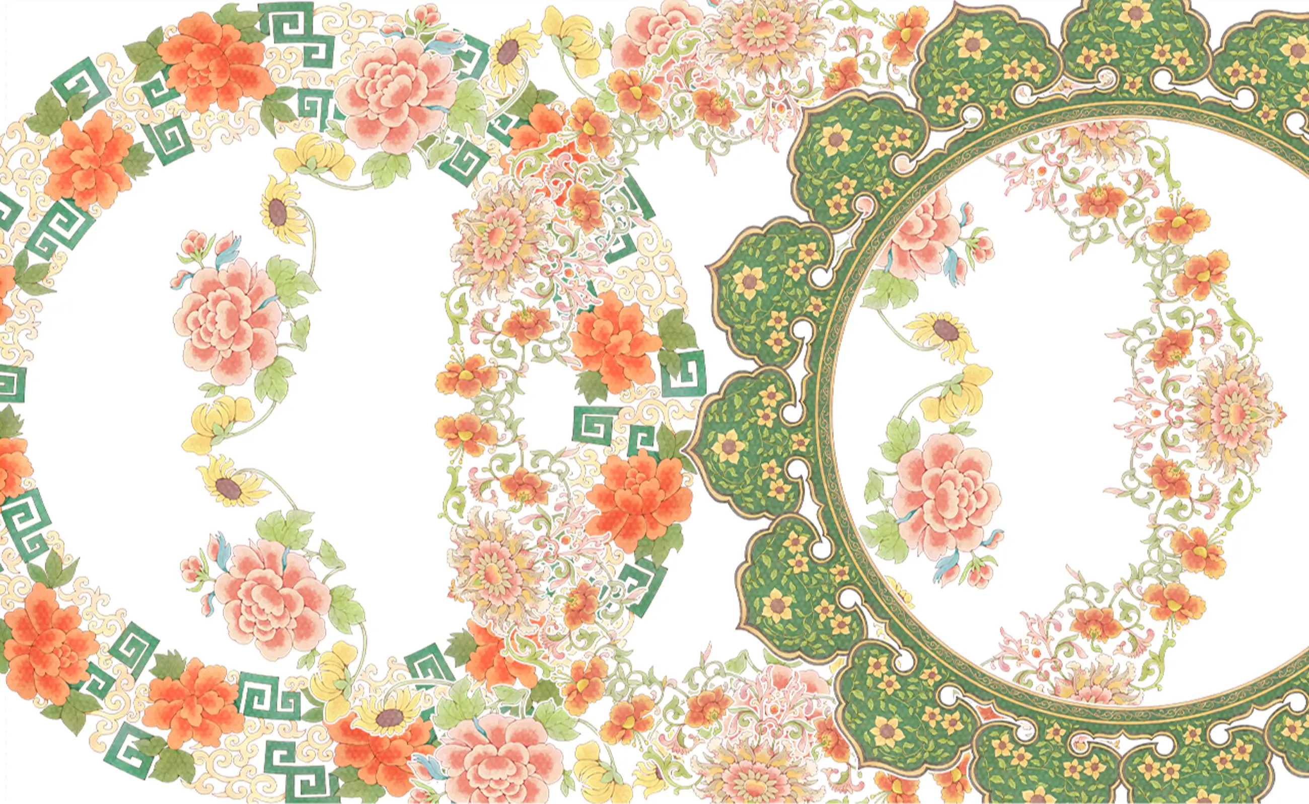 [Oriental style Art Nouveau brush 2] Round frame 226 types set