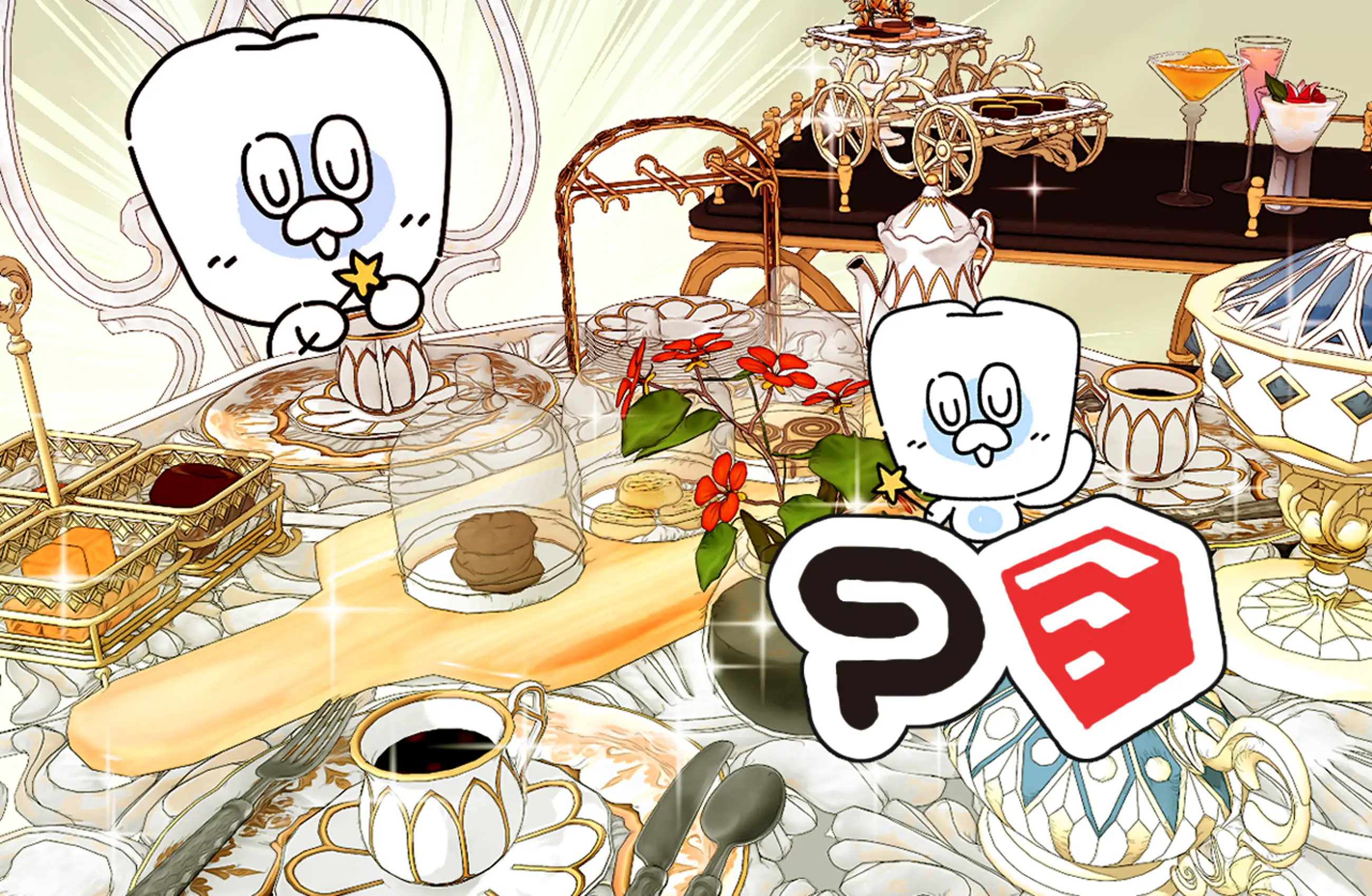 [Tea party with 1,600 items] Tea party with food items