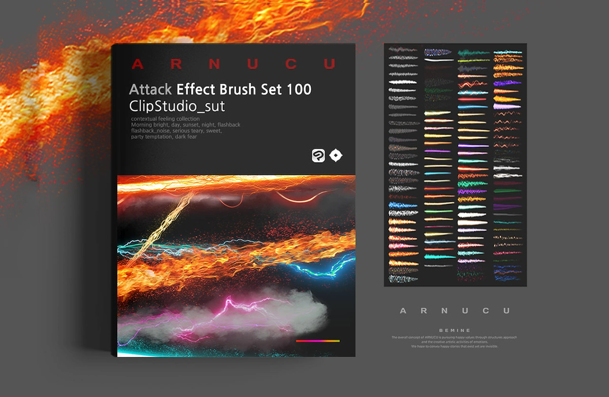 Attack Effect Clip Studio Brush 100 Collection