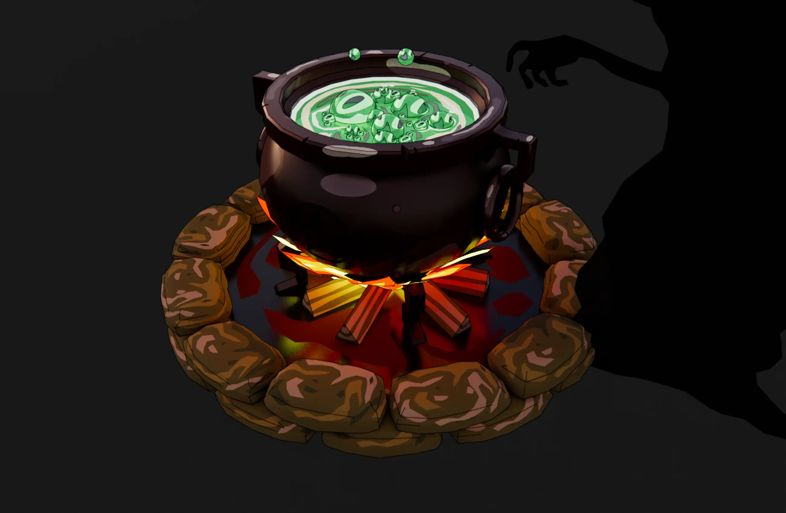 Witch's Pot (3D Illustrated Style)