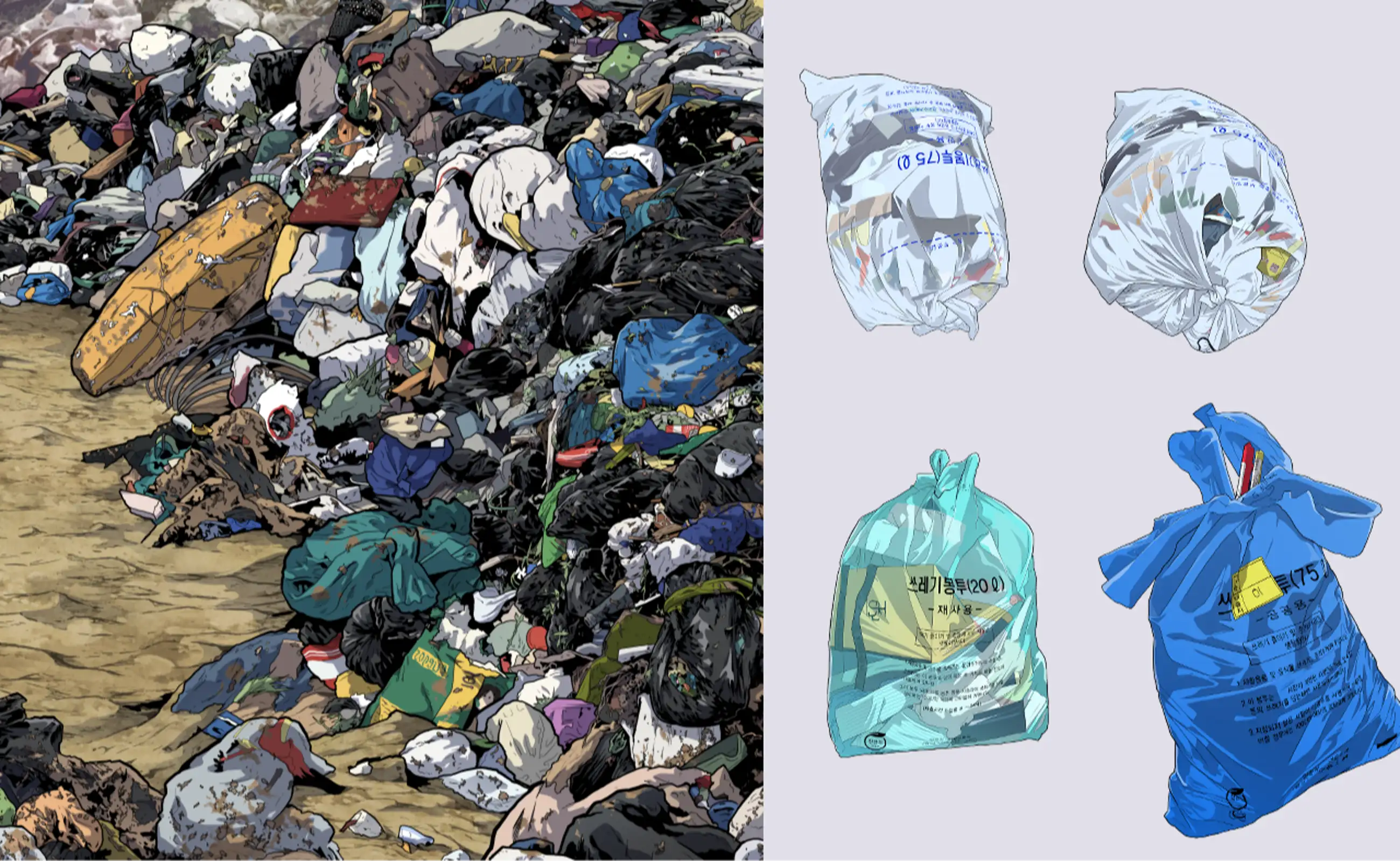 Modern necessities_Garbage bag (vector) Garbage Dump background set