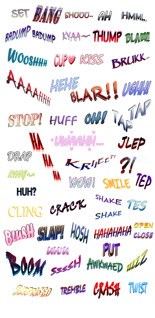 52 colored SFX with different styles